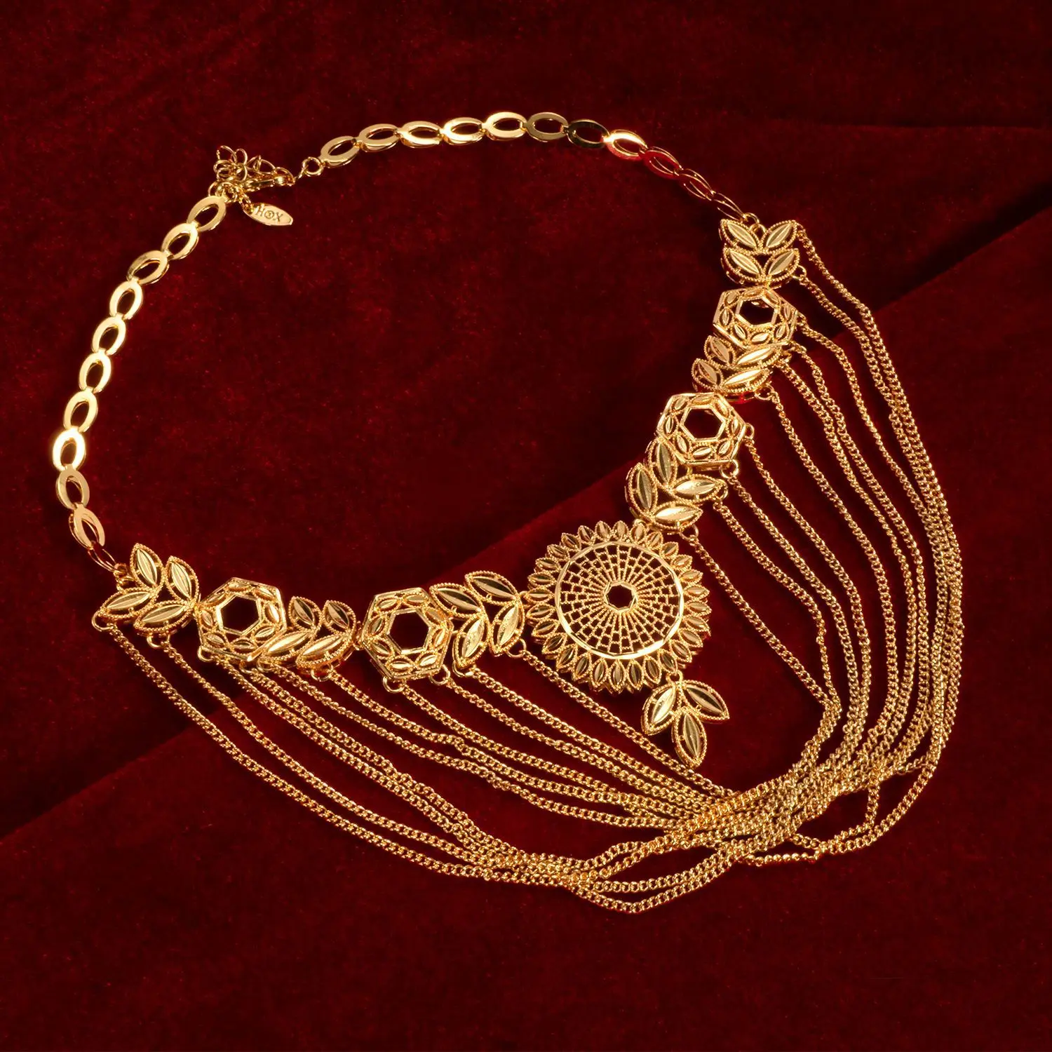 9999 Gold Jewelry - Cross-border Bridal Set from Dubai - Flowing Tassel Necklace, Bracelet, Earrings and Ring Set