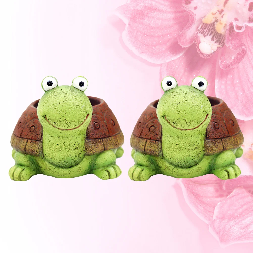 

2Pcs Creative Resin Turtle Flower Pot Succulent Planters Decorative Plant Containers Ideal Home Office Cactus Storage