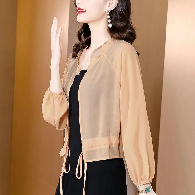 Spring Summer New Fashionable Women's Air Conditioning Sweater Lightweight Breathable Outerwear Sun Protection Cardigan