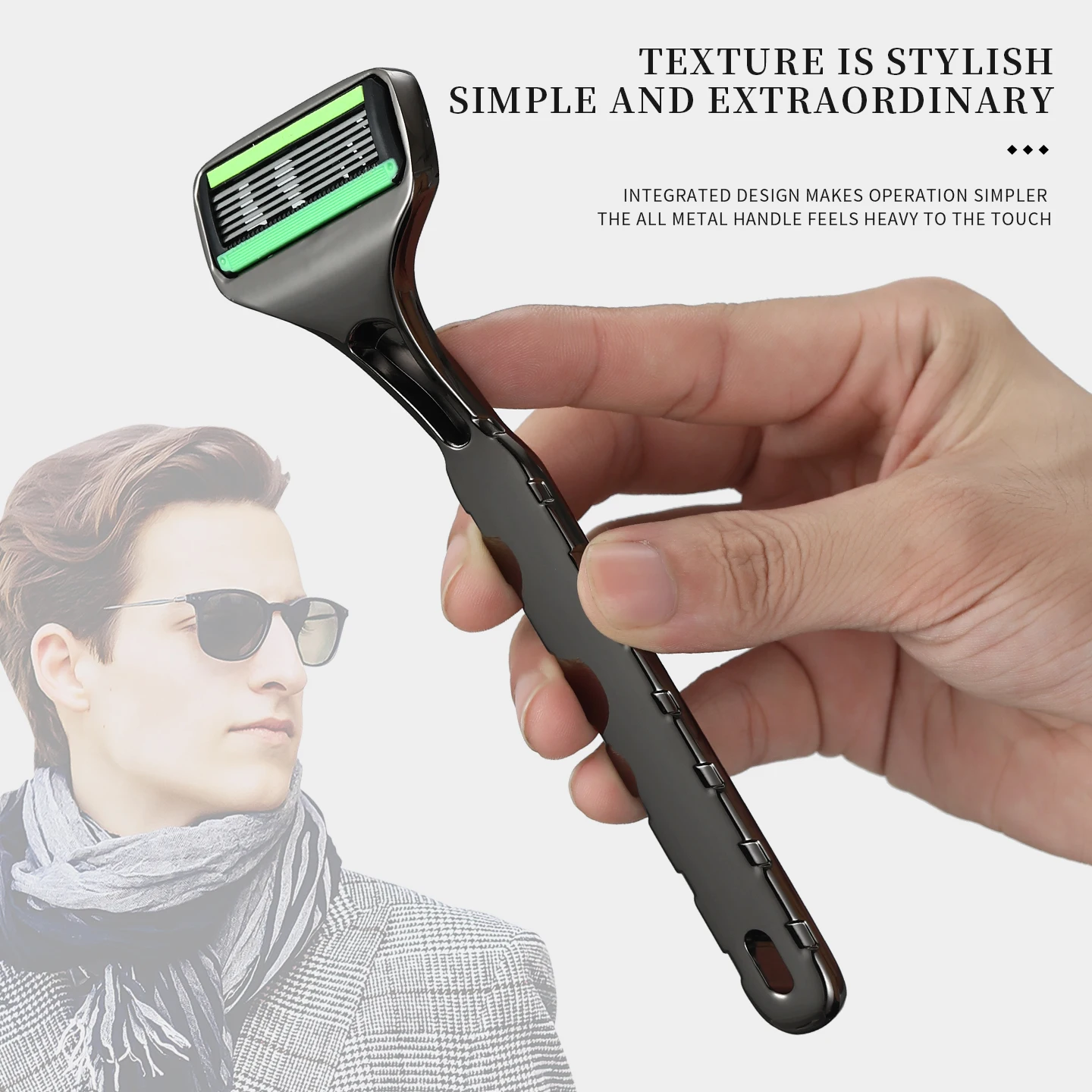 ماكينة حلاقة يدوية بستة طبقات ماكينة حلاقة للرجال شفرة ستة طبقات متكاملة جميع المعادن ماكينة حلاقة يدوية لللحية