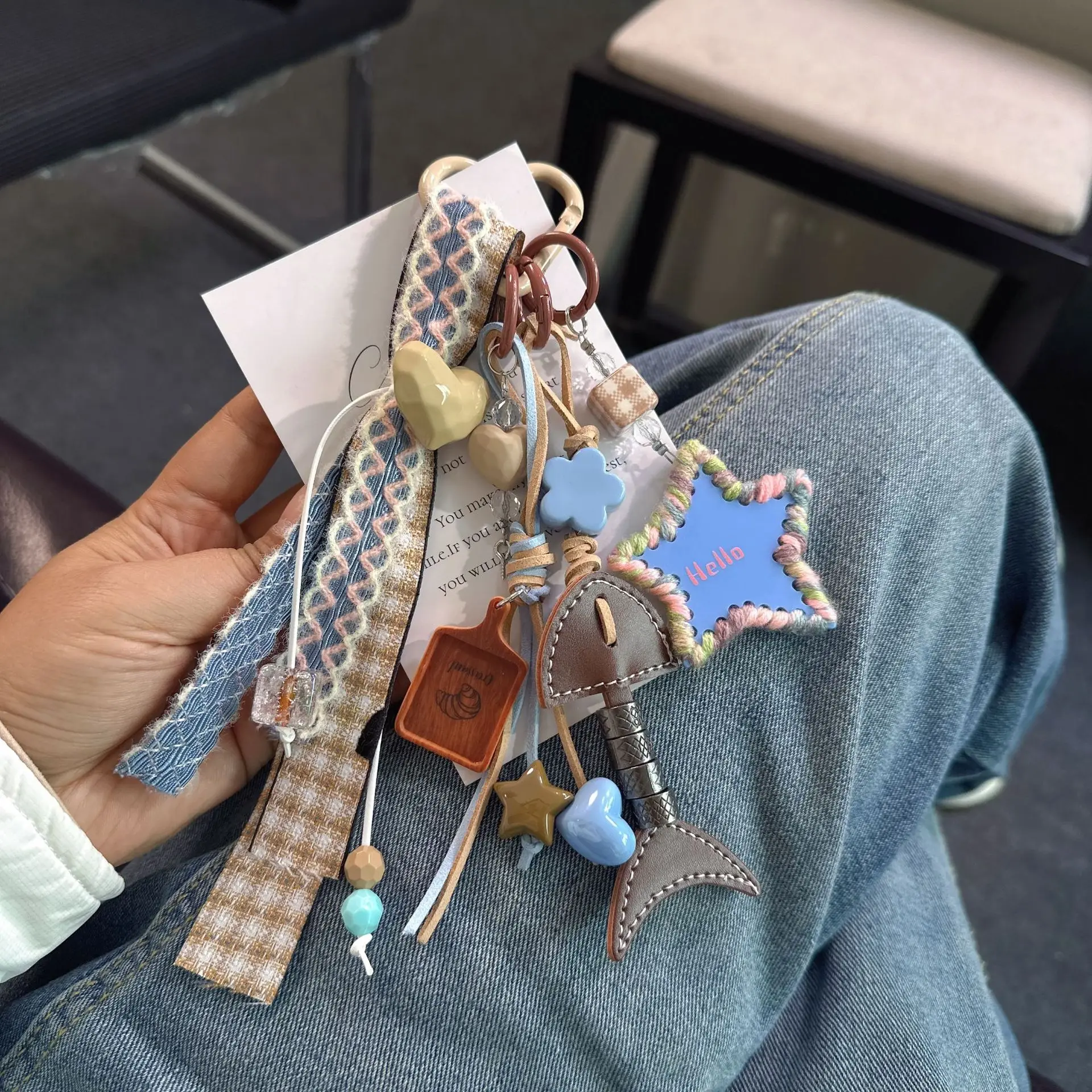 

Bag Pendant Keychain Phone Chain Hanging Rope Decorative Accessory With Small Slip Hung With Cute Particles Child Accessories