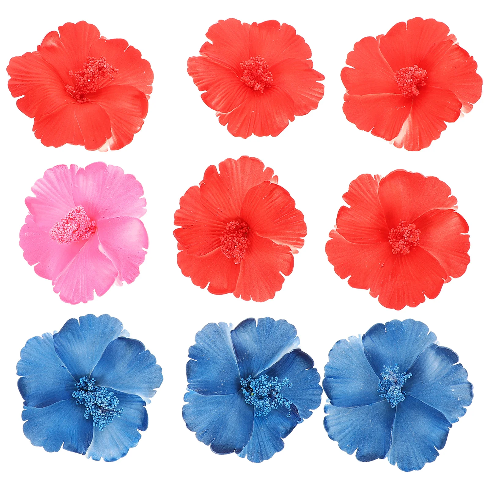 9 Pcs Hawaiian Flowers for Hair Accessories Decorations Bulk Ornaments Plumeria Clip Clips Bohemian