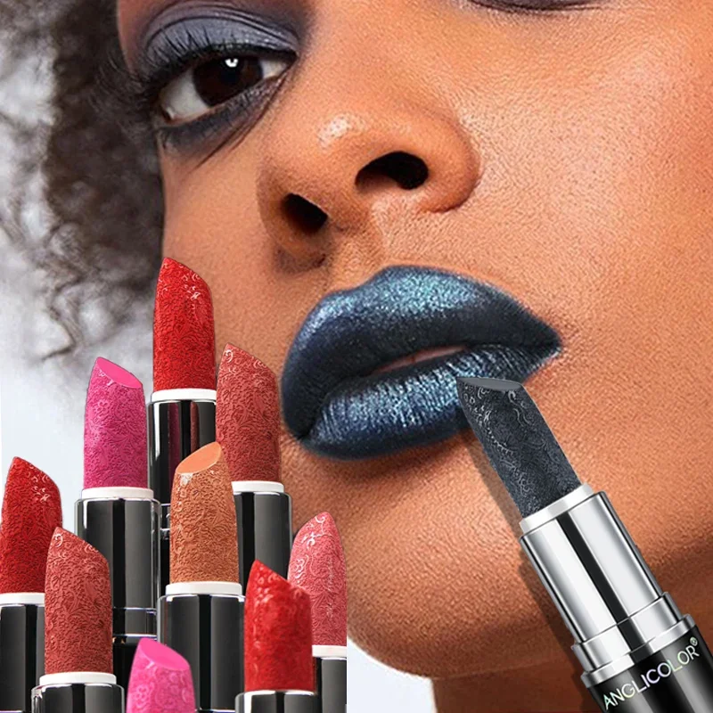 أحمر شفاه منحوت بشكل رائع لامع أحمر شفاه لامع يدوم طويلاً غير يتلاشى كوب غير لاصق ملمع شفاه صلب مكياج شفاه متألق