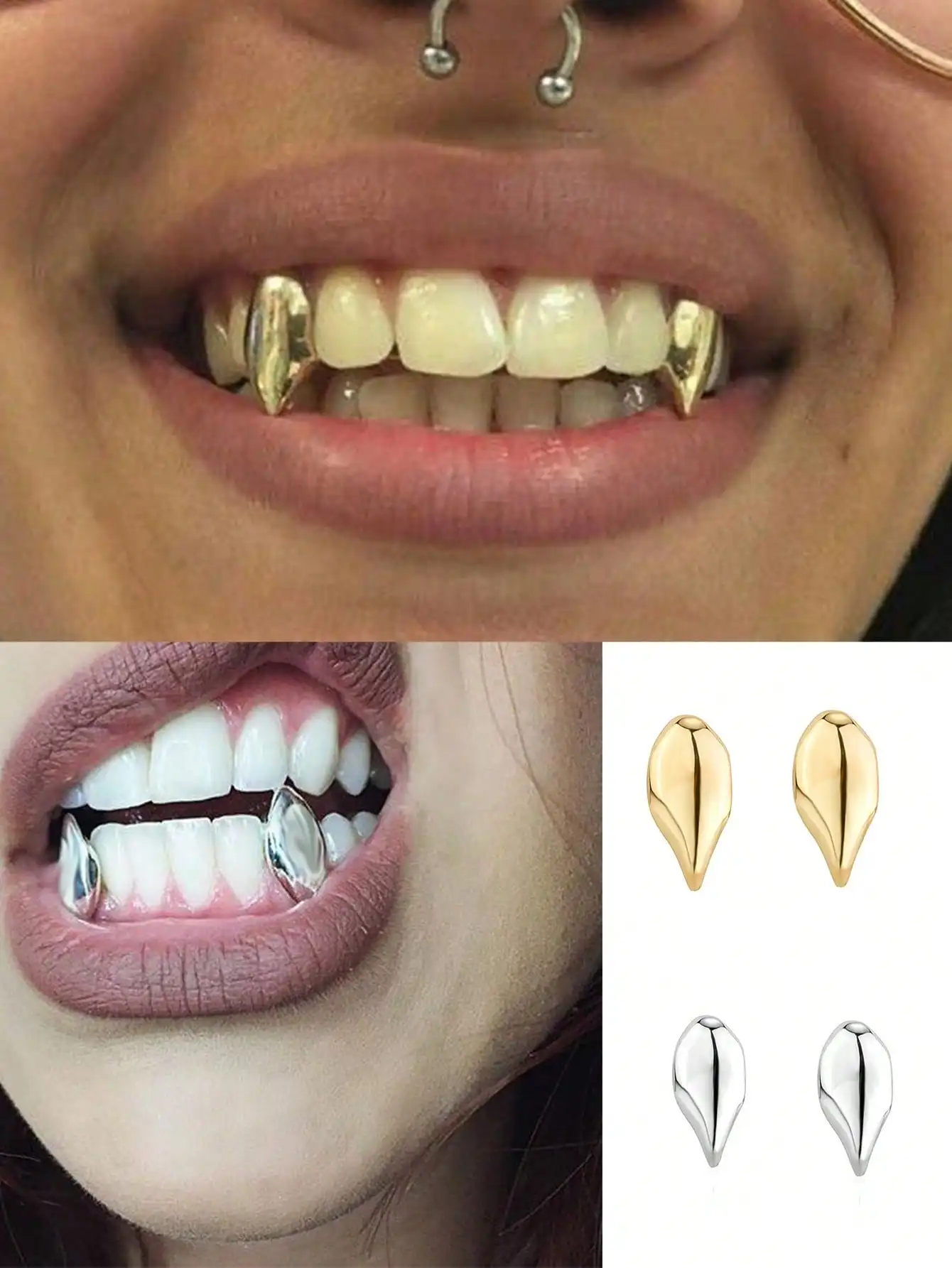 Ninguno Decoración De Dientes Personalizada: Superficie Lisa, Dientes De Tigre Pequeños, Dientes Puntiagudos, Decoración De Dientes Superiores E Inferiores, Vampiro Divertido