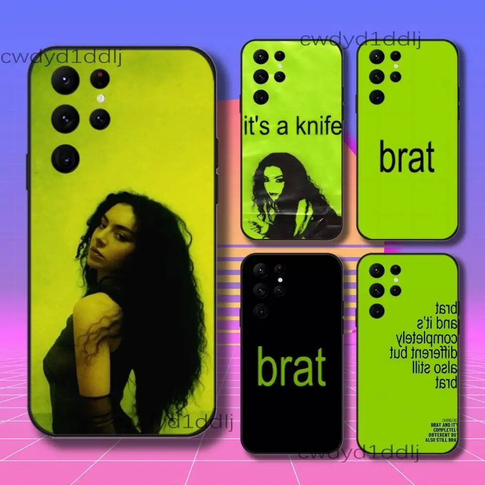 

C-Charlie XCX Brat Phone Case For Samsung S10,S21,FE,S21 ,S26,S25,S24,S23,Ultra,S9,S22,Plus Black Shell Cover