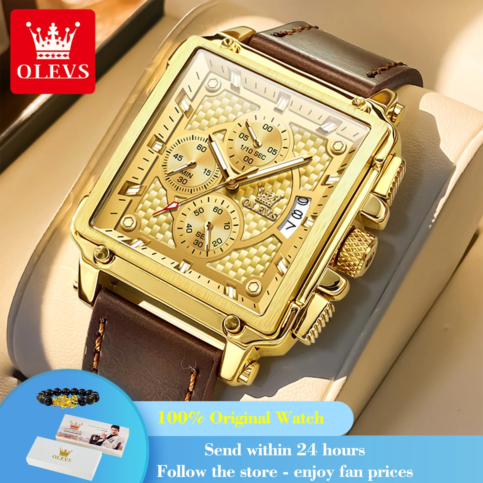 

OLEVS 9925 Man Watch Luxury 45mm Big Dial Chronograph Waterproof Quartz Watch For Men Top Brand Sport Fashion Male Wristwatch