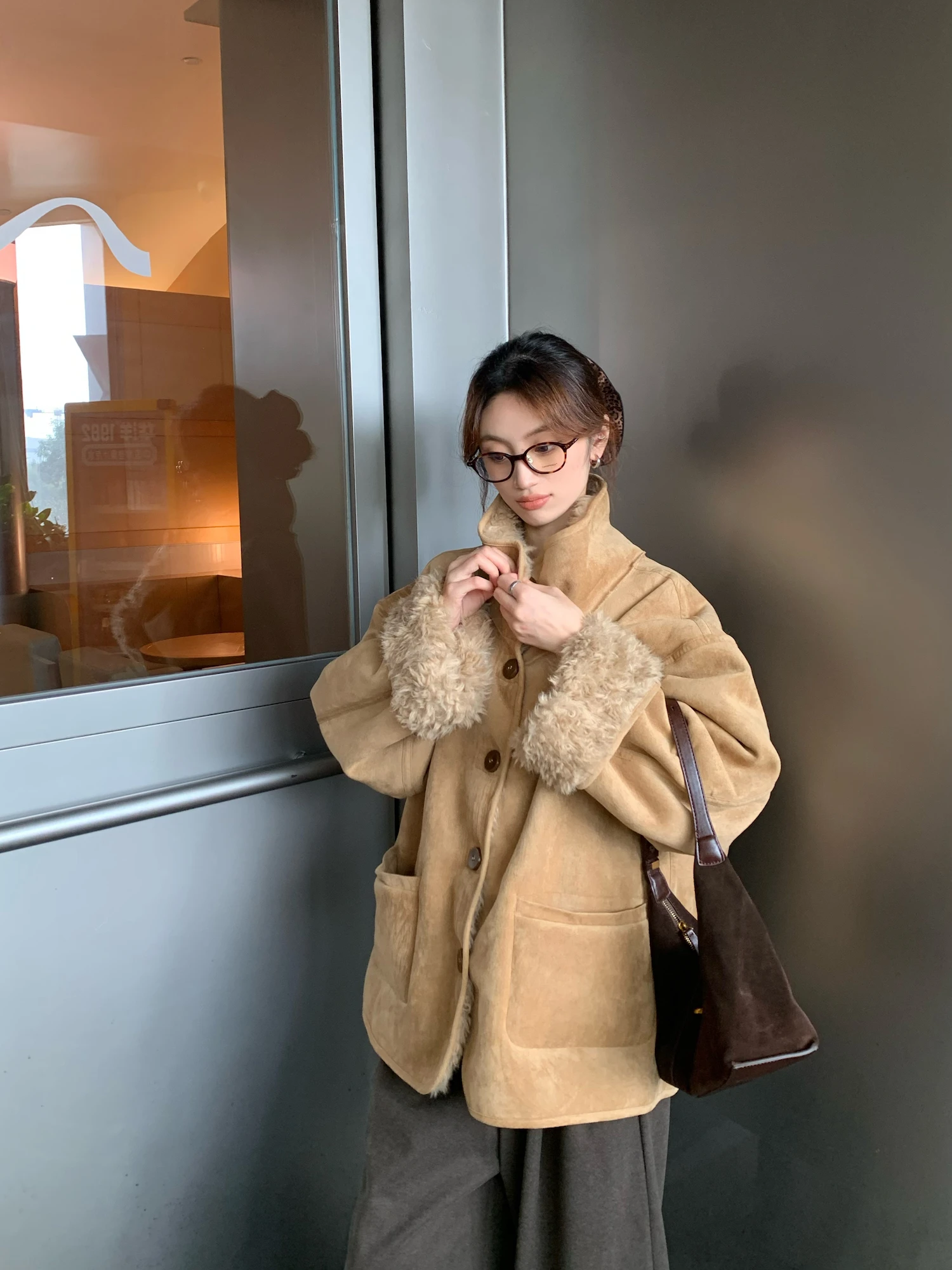 

7arewill Winter New Sle Double-Sided Lamb Fur Thiened Suede Jaet Women Casual Loose Fit Warm ort Outerwear Coat