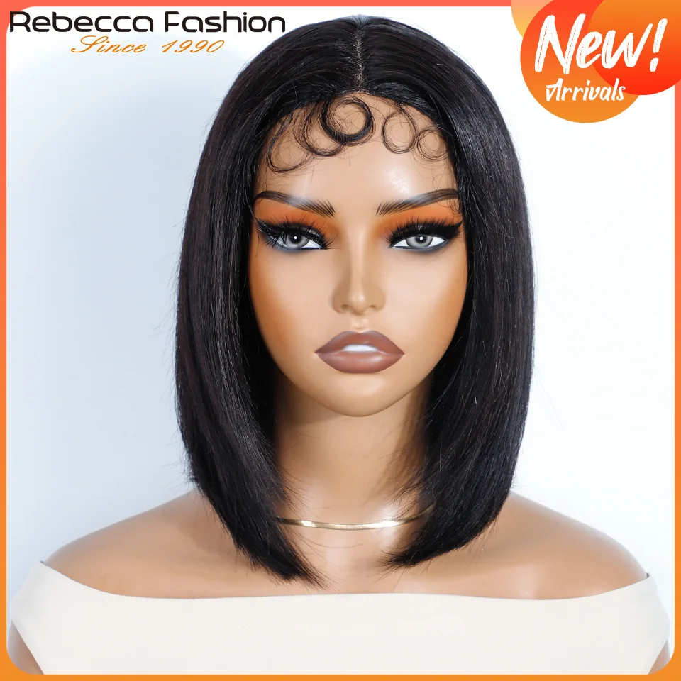 Pelucas de Bob de encaje recto peruano, pelucas de cabello humano corto con parte de encaje, pelucas de cabello oscuro negro Remy natural barato de 180% de densidad