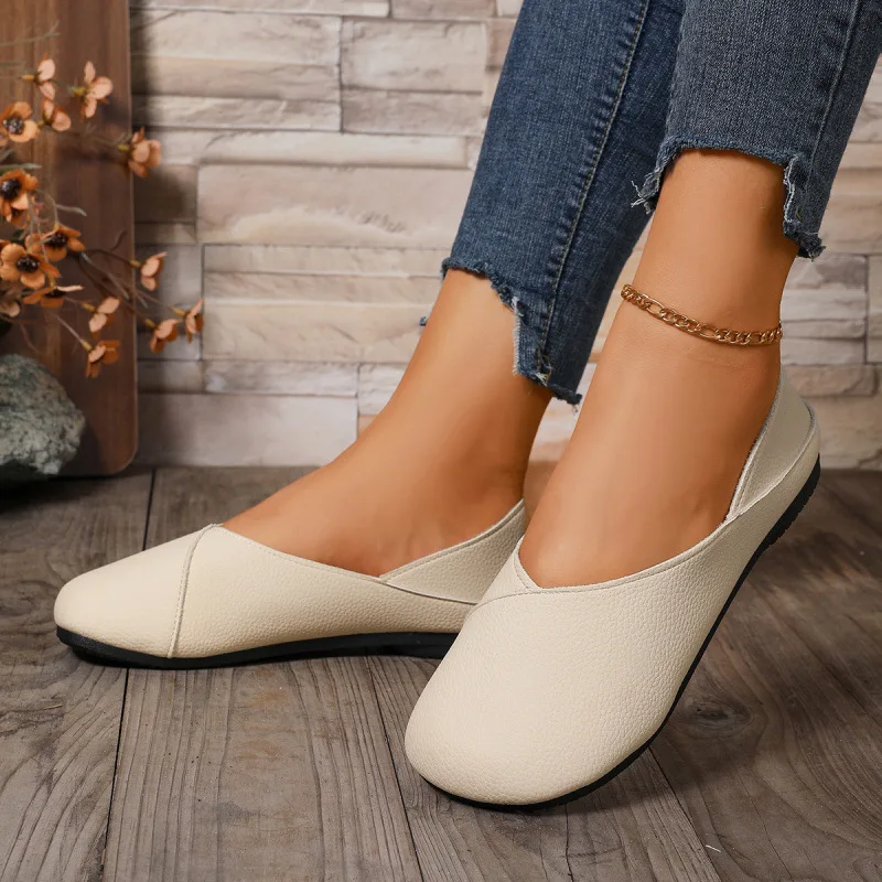 

2023 весенне-осенние женские лоферы из мягкой кожи, нескользящие двухсторонние туфли без шнуровки на плоской подошве, повседневные мокасины для вождения в стиле ретро для женщин