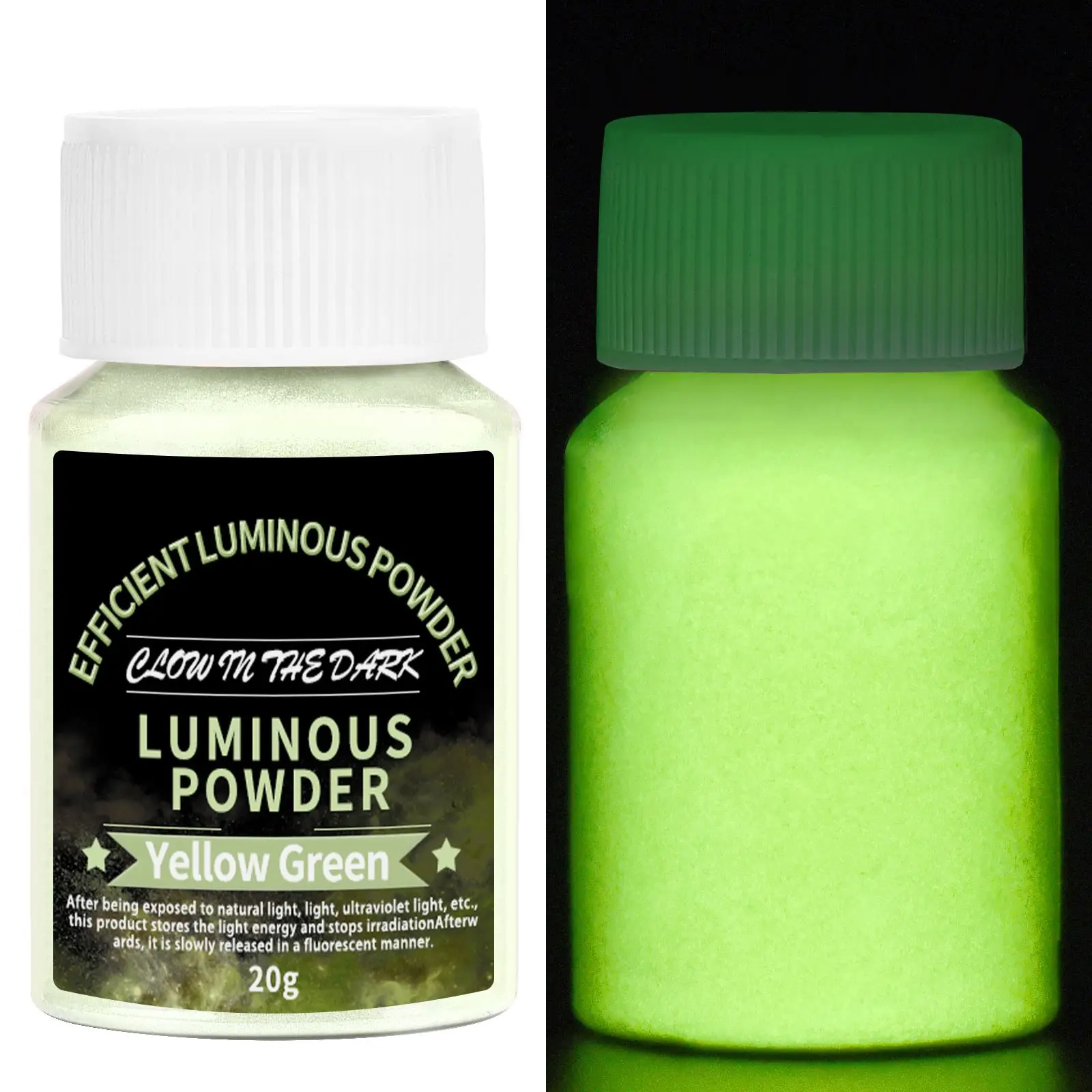 20 g langlebiges, helles, leuchtendes Pulver, Farbe, Epoxidharz-Pigment, leuchtet im Dunkeln, fluoreszierendes Pulver, DIY-Schmuckherstellung, Füllstoff