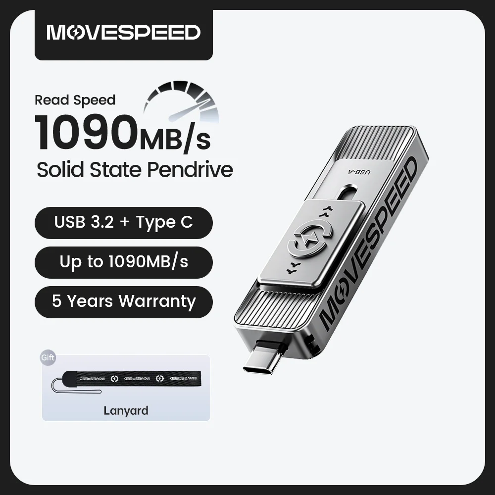 

MOVESPEED 1090MB/s 2TB 1TB USB Flash Drive Metal Shell OTG USB 3.2 Gen2 Type C Pendrive for iPhone ProRes Smartphone Laptop PC