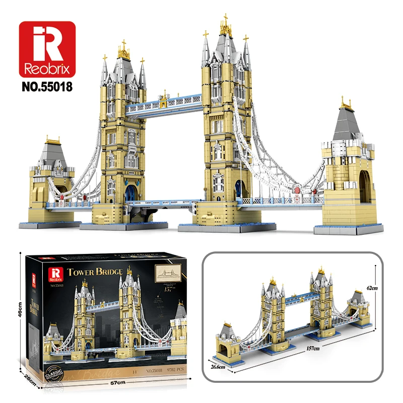 Famous Gothic Landmark Tower Bridge Building Blocks Set 9782PCS City Architecture Model Bricks Desktop Display Gift for Hobbyist