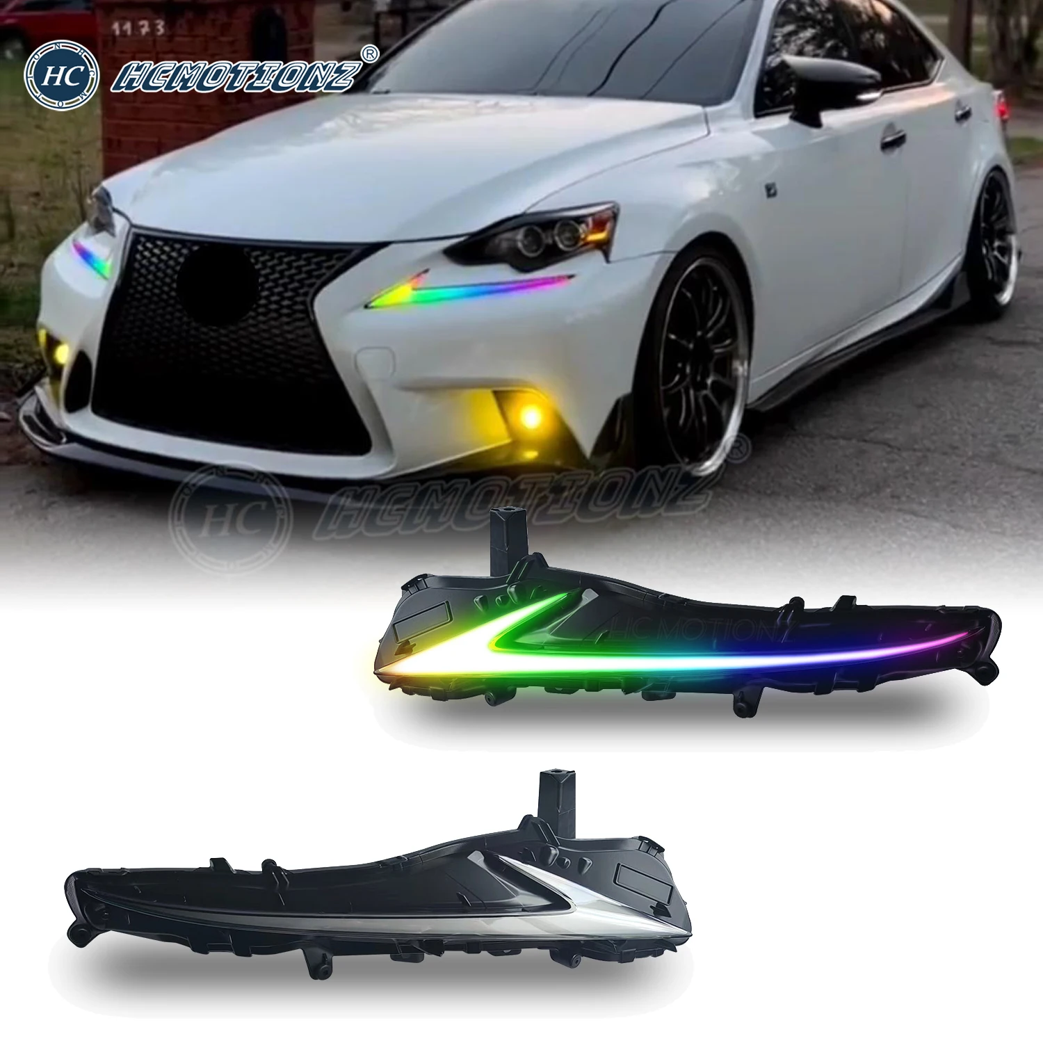 HCMOTIONZ Factory Streamer Day Running Lights 2013-2020 Car Lamps Assembly IS250 IS350 F RGB DRL for Lexus