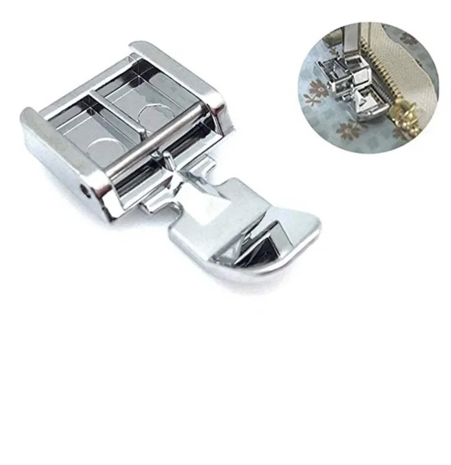 Compatible Metal Zipper Presser Foot Left & Right Single Sides For Household Snap-on Sewing Machines Brother Singer Janome