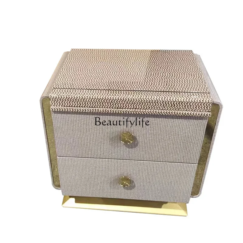 

Light Luxury Bedside Table Post-Modern High-End Small Cream Style Bedside Storage Creative Customized Cabinet