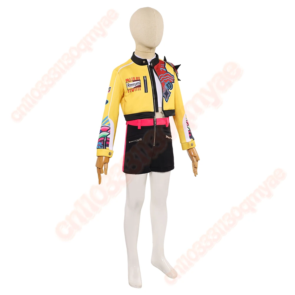Disfraz de Cosplay de Rumi para niños, cazadores de dibujos animados de demonio, KPop, chaqueta de juego de rol para niñas, chaleco, pantalones cortos, trajes, traje de Carnaval de Halloween