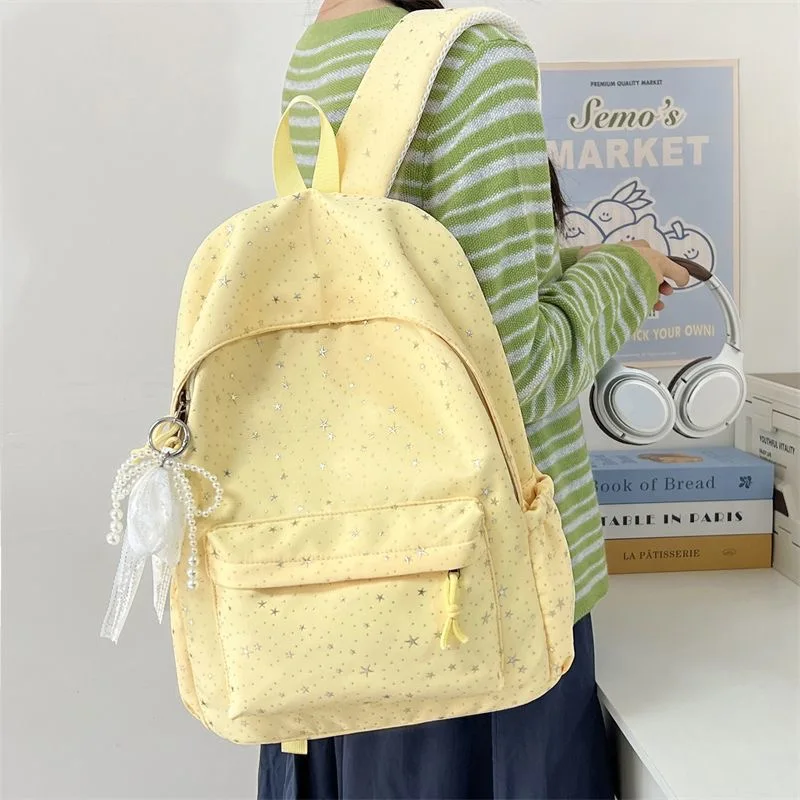 

New Y2K Sweet Girls Small Stars Backpack Large Capacity Students Schoolbag Women Fashion Outdoor Knapsack Travel Hiking Rucksack