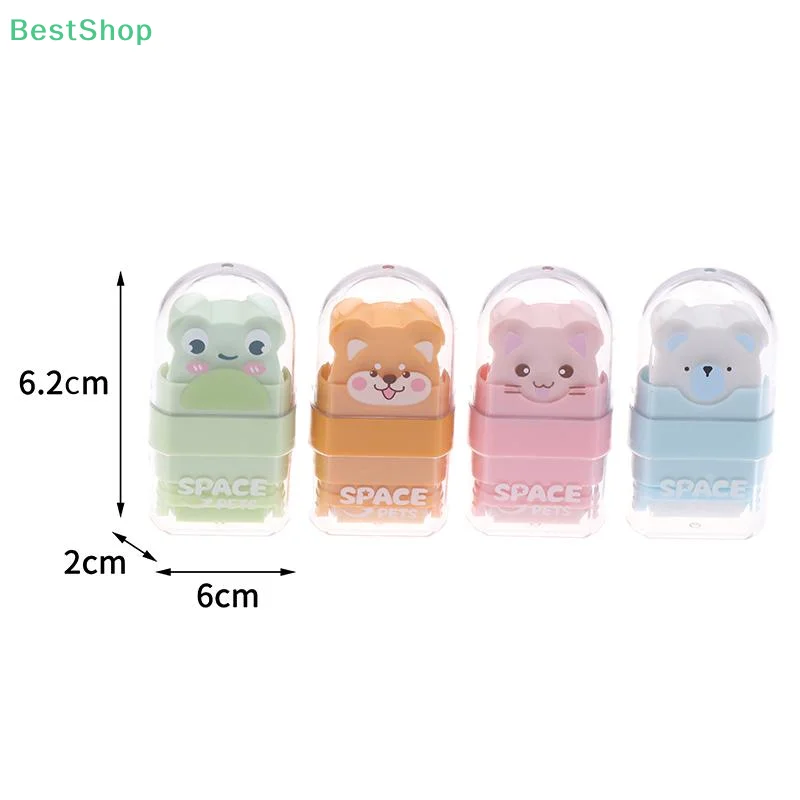 2Pcs/Set Roller Eraser Animal Shaped Eraser Clean Few Shavings Cute Cartoon Eraser
