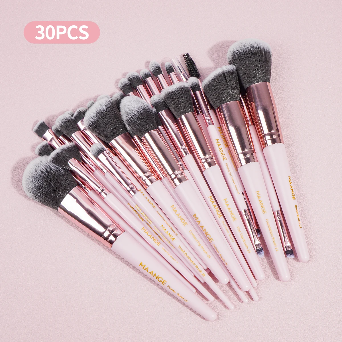 MAANGE 30PCS Makeup Brush Set Kabuki Foundation Powder Eyeshadow Brush Blending Soft Fluffy Makeup Brush Full Set for Travel