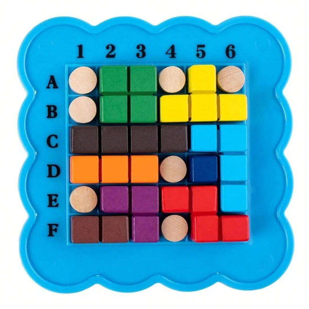 Logic cube, interactive board game, wooden block puzzles, colourful 3D blocks with dice and hourglasses!