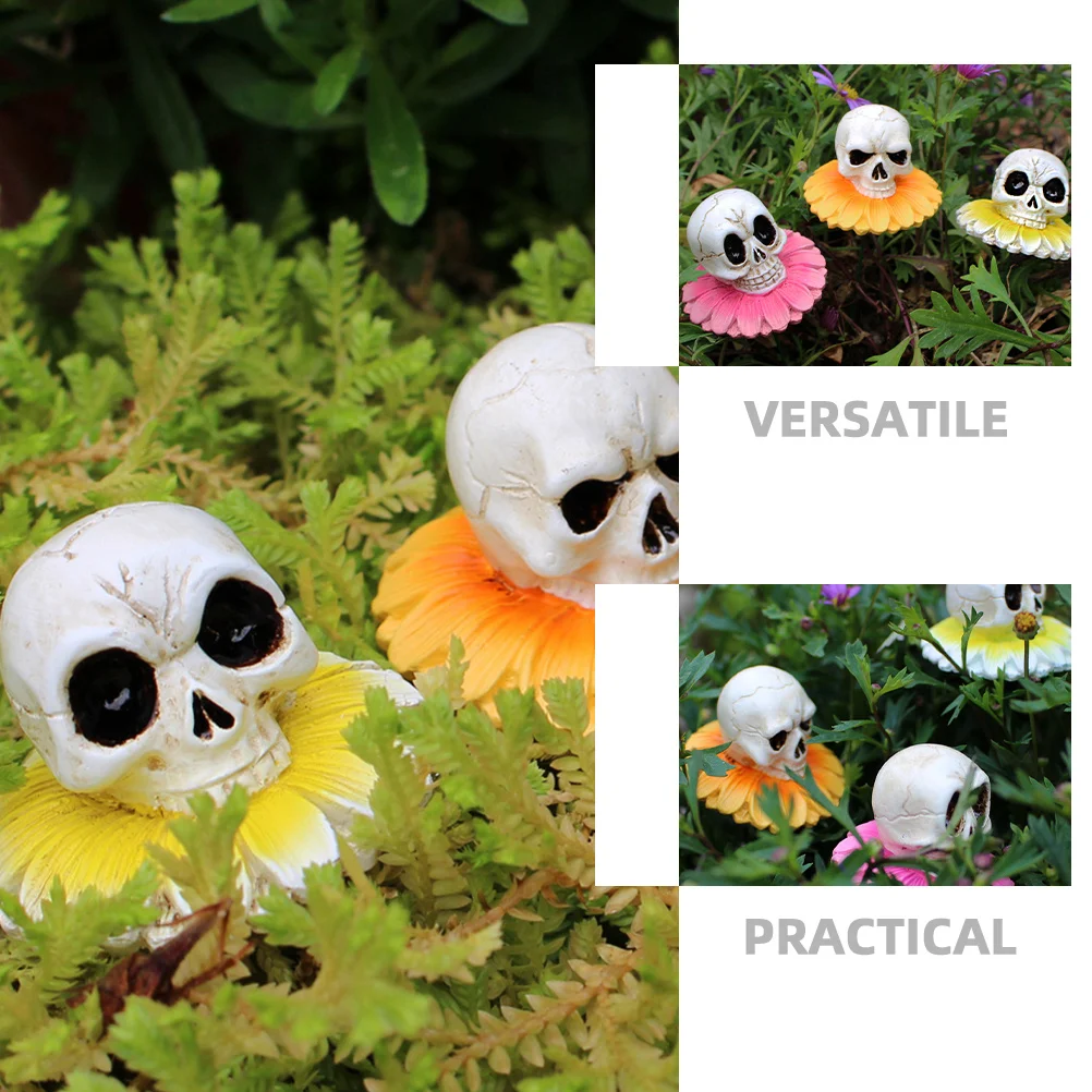 

3Pcs Skull Halloween Resin Garden Stakes Sturdy Yard Stakes Decorative Outdoor Lawn Decor Garden Ornaments Decorative Sticks