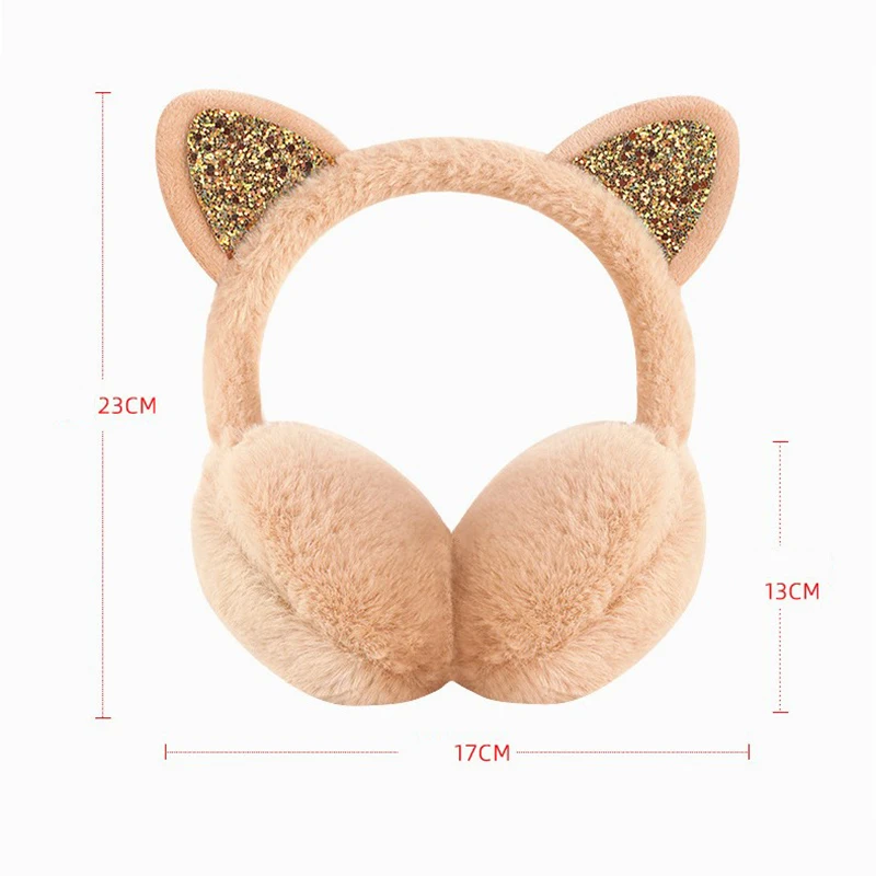 Soft Plush Cat Ear Earmuffs para mulheres e crianças, tampa de orelha dobrável, protetor de orelha grossa, proteção fria, quente, ao ar livre, inverno