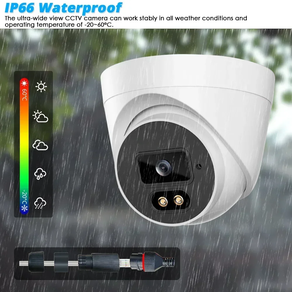 6MP Security POE Dome IP Camera For TUYA Smart Life Home Sound and Light Alarm Human Detection Outdoor Home CCTV POE IP Camera