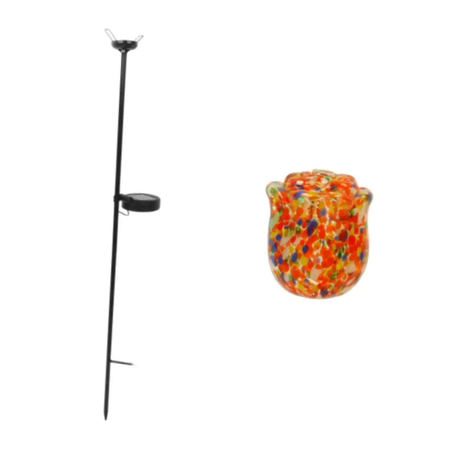 Outdoor Solar Garden Lamp Glass Rose Stake Waterproof Iron Craft Glowing Flower for Walkway Lawn and Balcony