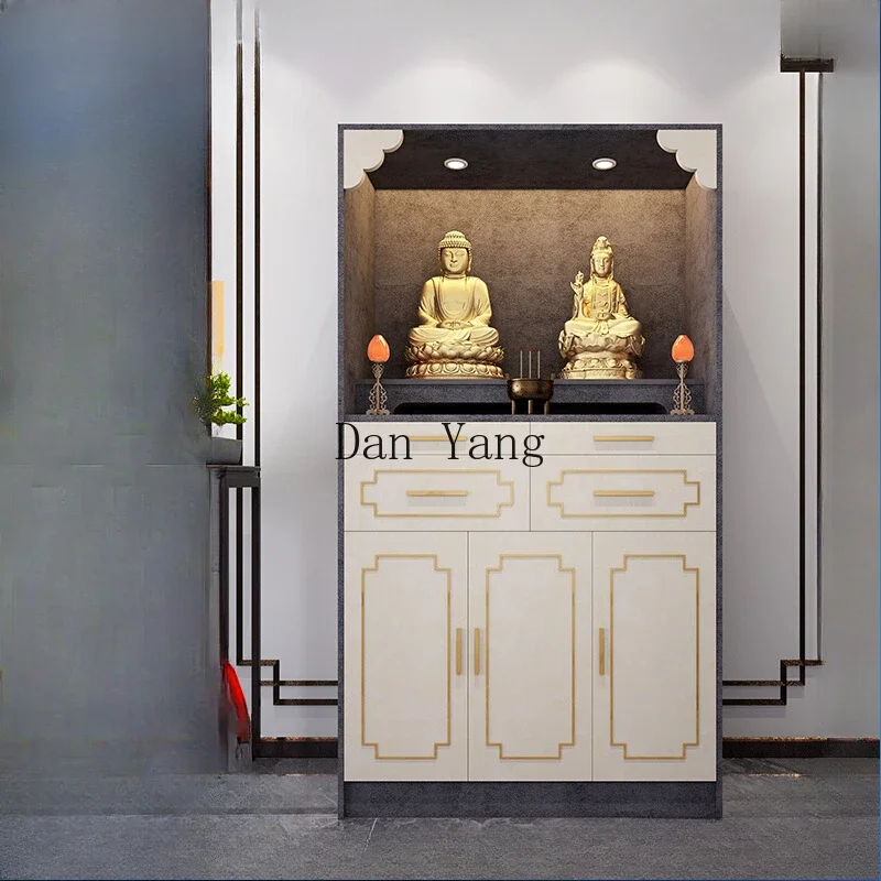 

YJ Buddhist niche new Chinese vertical cabinet Buddhist table offering incense case household God of Wealth cabinet offering