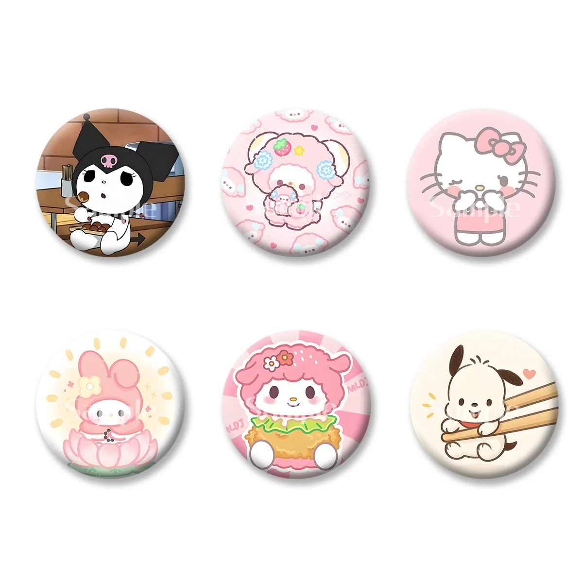 

Flash Badge Cards Sanrio My Melody Anime Cartoon Kuromi Girl Keychains Convenient Makeup Mirror Fridge Magnet ACG Accessories