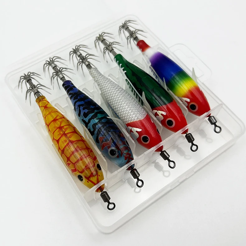 ShareShark 5 Stück/Box Leuchtendes Horizontales Garnelen- und Tintenfischhaken-Set, geeignet für Meeresangeln auf Tintenfische und Oktopus. – Detail 13