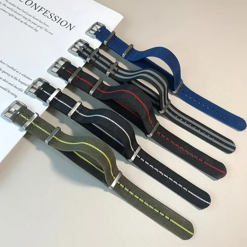 ナイロン弾性ストラップフランス軍パラシュートバッグ時計バンド弾性織時計バンド陸軍軍事時計ブレスレット 18 ミリメートル 20 ミリメートル 22 ミリメートル