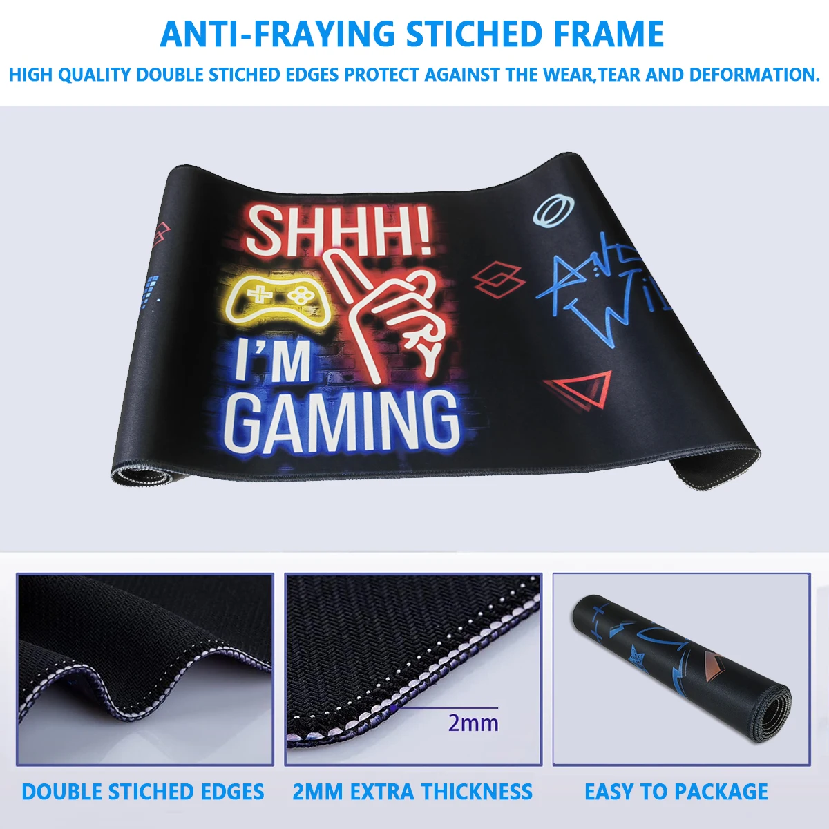 Grande Gaming Mouse Pad, Desk Pad para Teclado, 3D Game Mouse Pad para Sala de Estar, Quarto, Game Player Home, 31,5x11,8