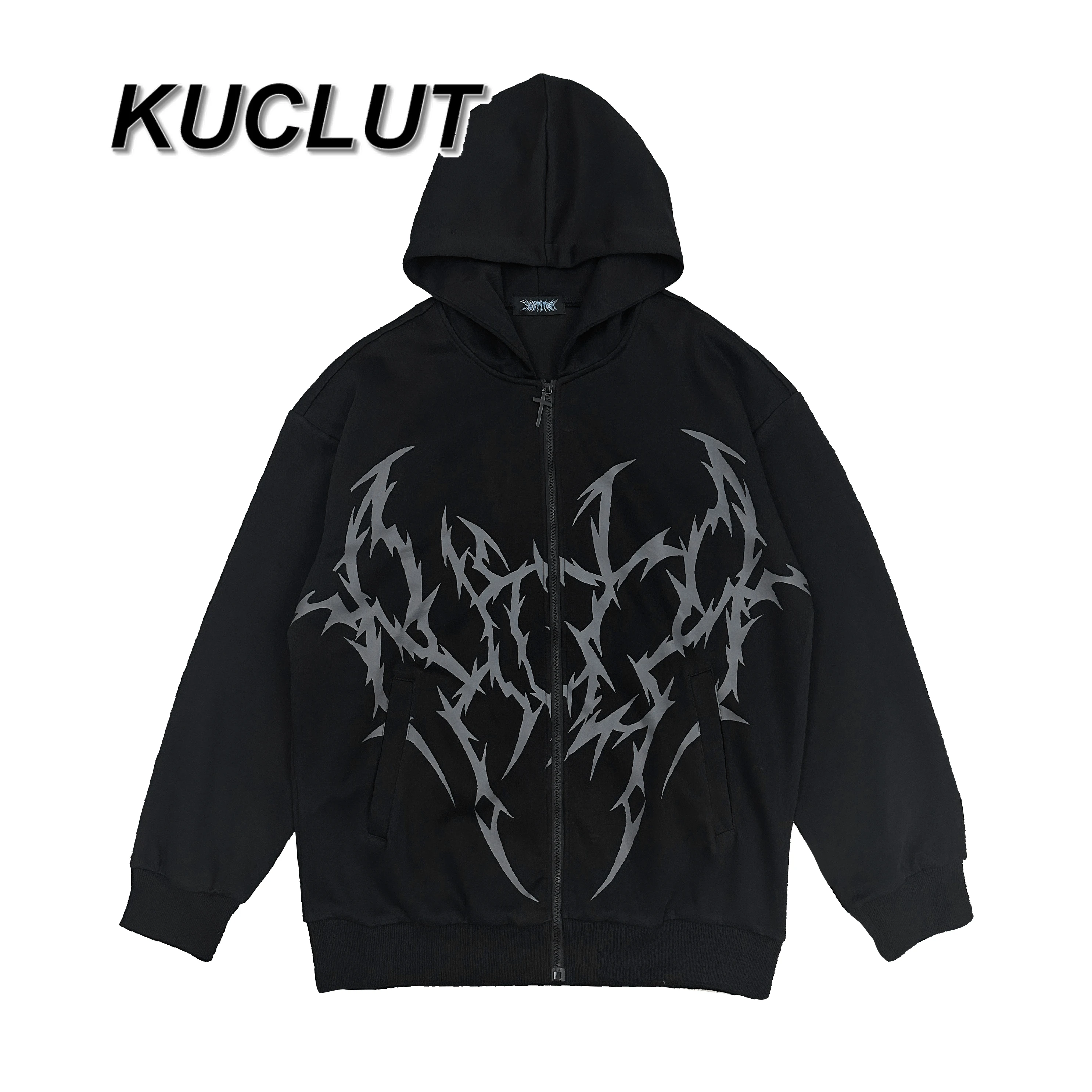 

Y2k Subculture Dark Style Hooded Sweatshirt Rock Punk Japanese Loose Jacket Print Top Casual Hoodies for Women Autumn