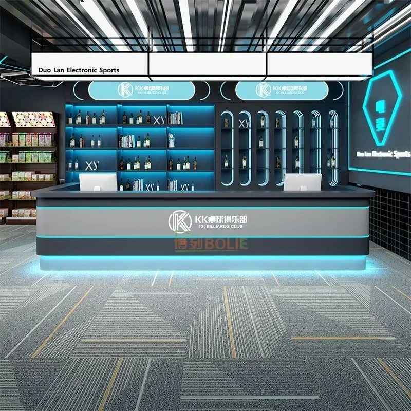 Billiards Hall Bar Industrial Wind E-sports Hotel Internet Cafe Front Desk Gym Reception Desk
