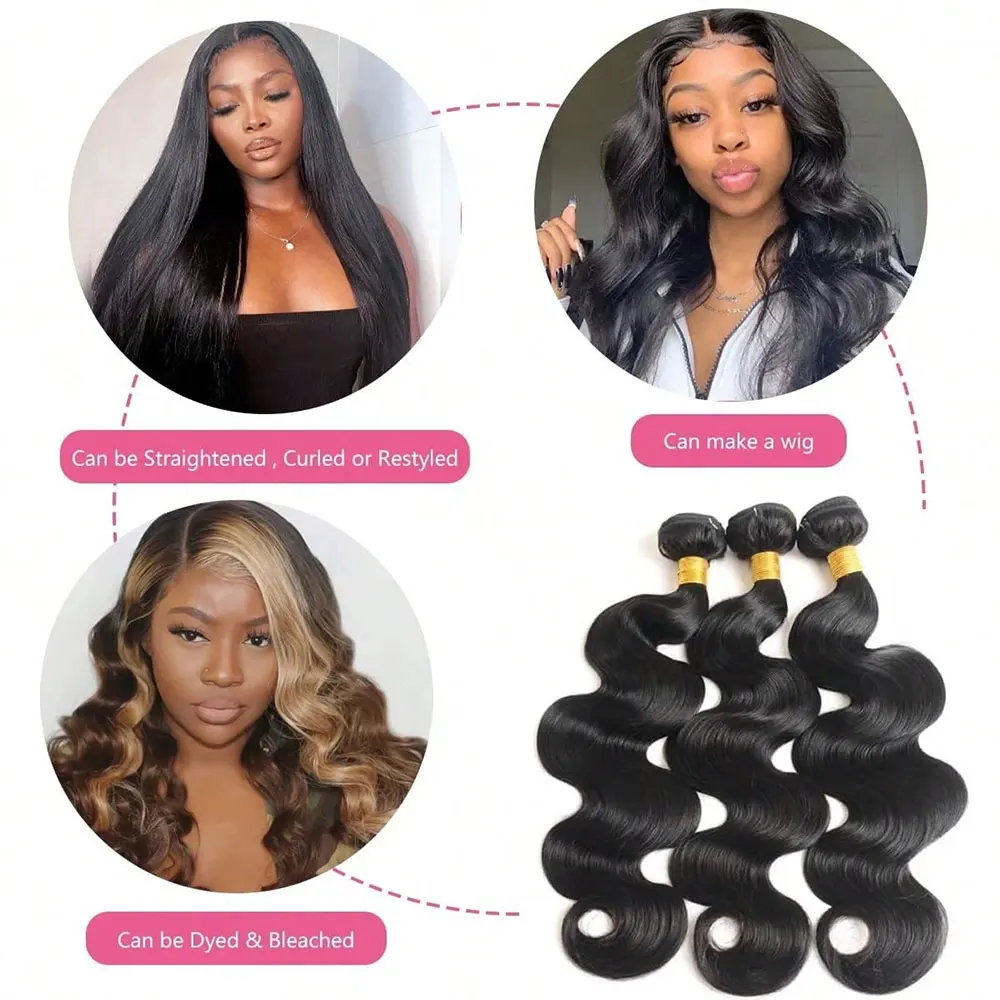 Body Wave Real Hair Bundle Of  Brazilian Wave Black Braiding Double Hair Curtain Hair Extensions Natural Color 1 3 4 pcs