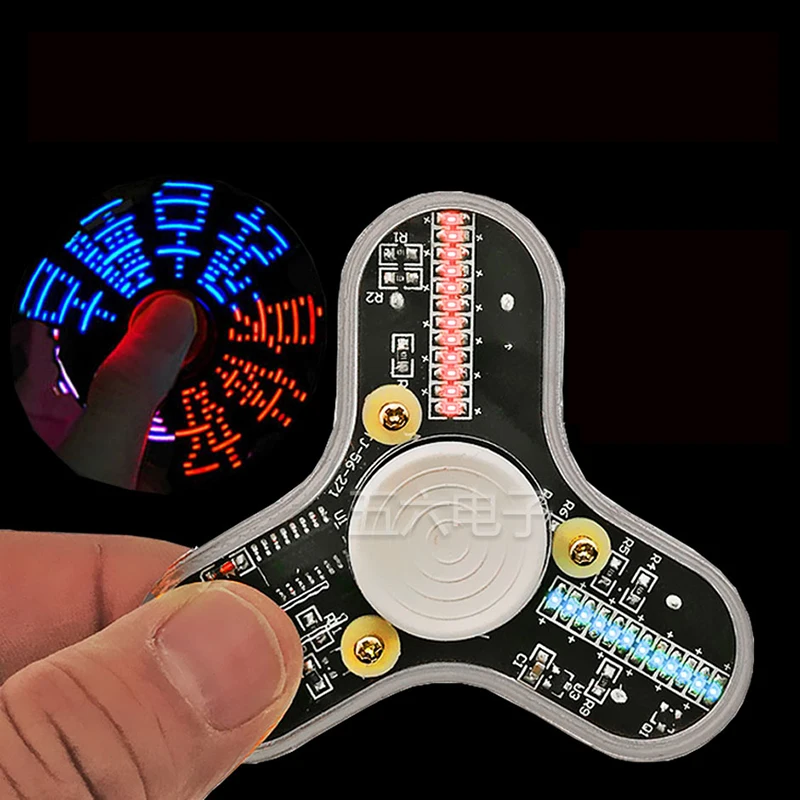 Finger Gyro Spinner DIY Kit 51 Single Chip Welding Luminous Display Soldering Spare Parts