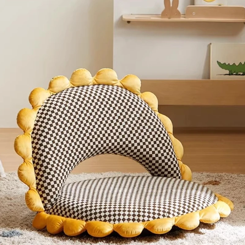 

Sunflower Foldable Lounge Sofa Ergonomic Adjustable Kids Chair Anti-Slip Accent Chair Bay Window Ottoman withStorage Compartment