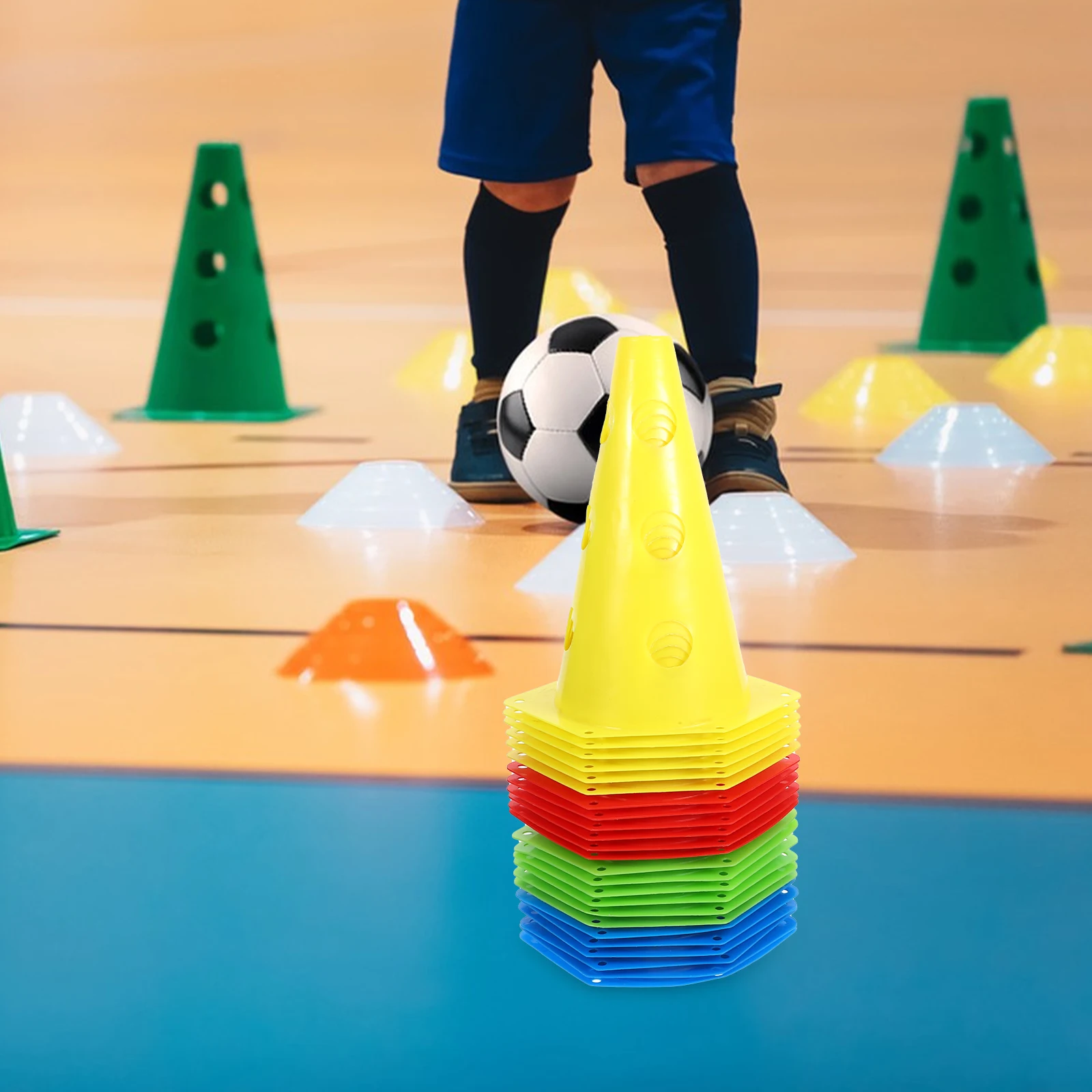 

24pcs Training Football Sports PE Material Safety Marking Foldable Soccer Agility Boundaries Basketball Tennis Road for Sports