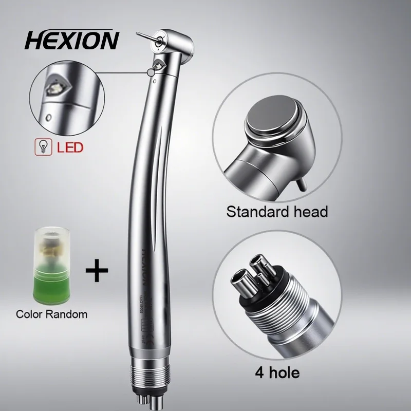 HEXION 5-teiliges Dental-Handstück-Set für hohe/niedrige Drehzahlen – LED-Schattenloses E-Generator & 3-Wassersprühfunktion – 2/4-Loch Gerade/Winkeleinsatz Luftmotor – Detail 2