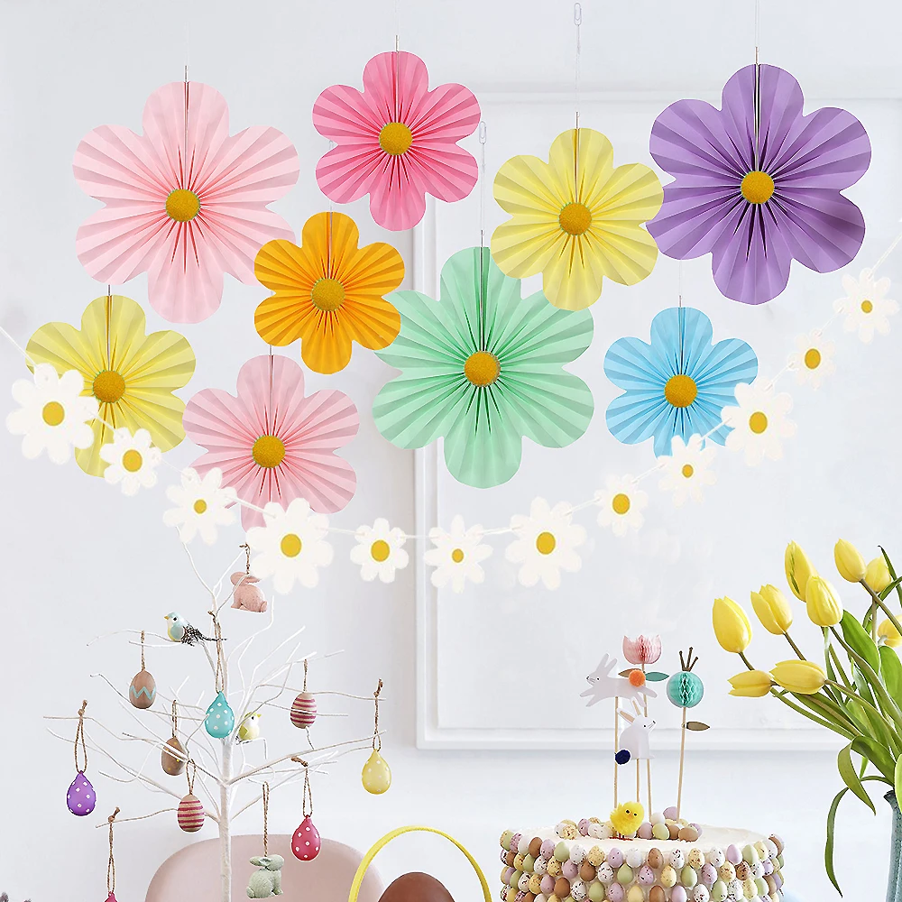 10 Stück Papierblumen-Dekorationen, Party-Papierfächer, florale Pom Poms, florale Hintergrunddekoration für Hochzeiten, Geburtstagsfeiern, Dekorationen – Detail 3