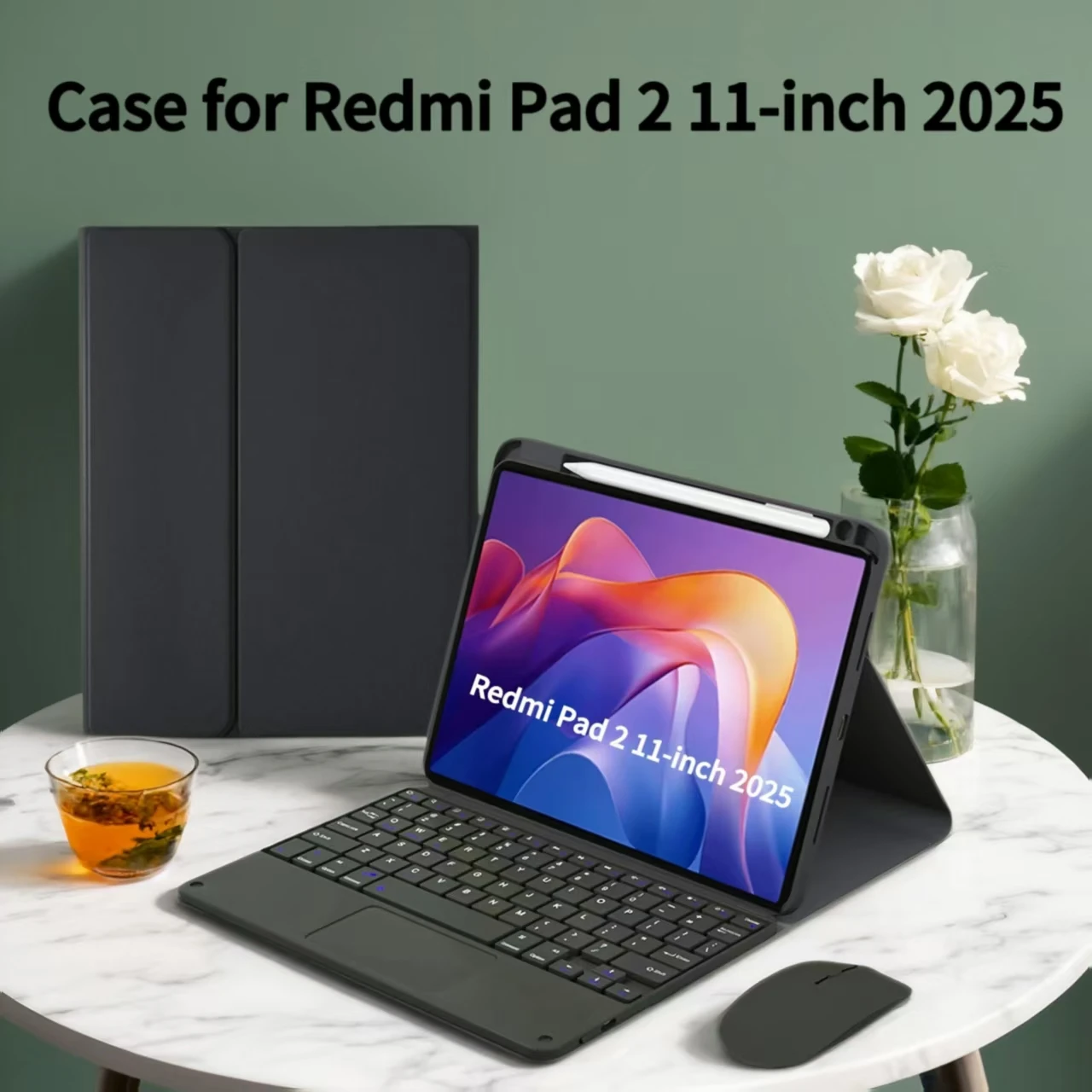 

Чехол для Redmi Pad 2 11 дюймов 2025, чехол для Xiaomi Redmi Pad 2 11 дюймов, чехол для планшета, беспроводной Bluetooth, съемный чехол для клавиатуры