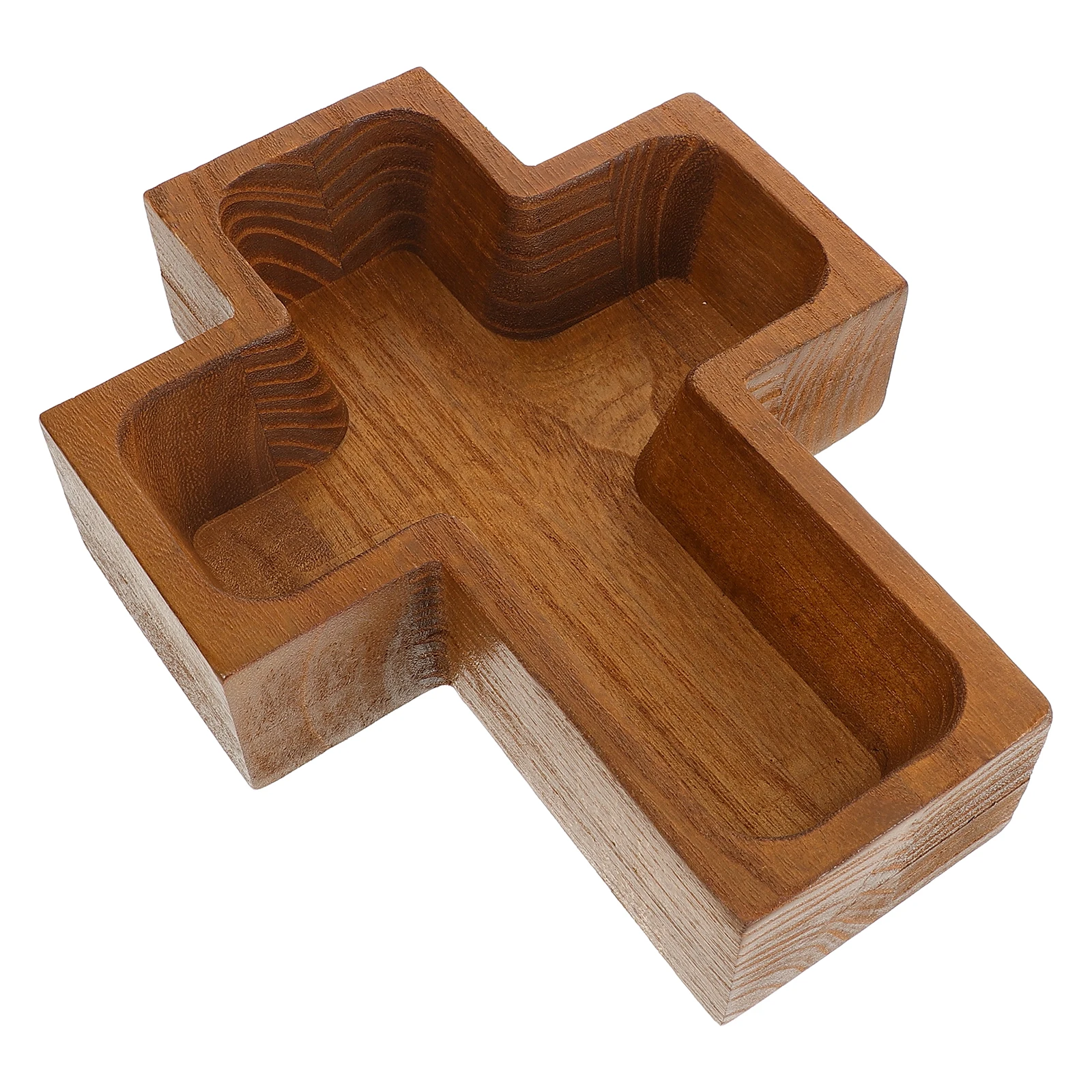 

Wooden Bowl Tray Cross Shape Storage Multi function Dessert Craft Small Trays Household Bread Black Color Easy Clean Large