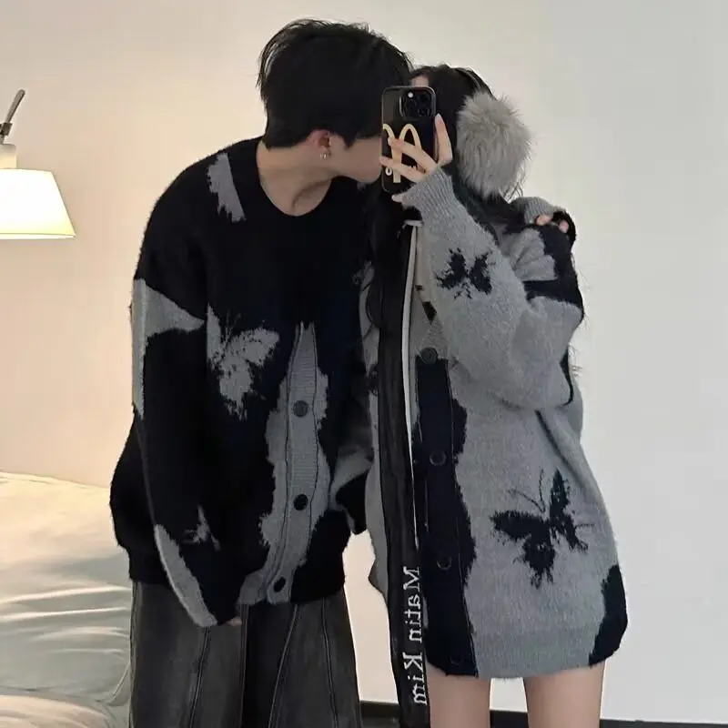 

Fall Winter V-Ne Knitted Sweater Cardigan Men's Color Casual Sle Outerwear Soft Polyester Long Sve Zipper Closure