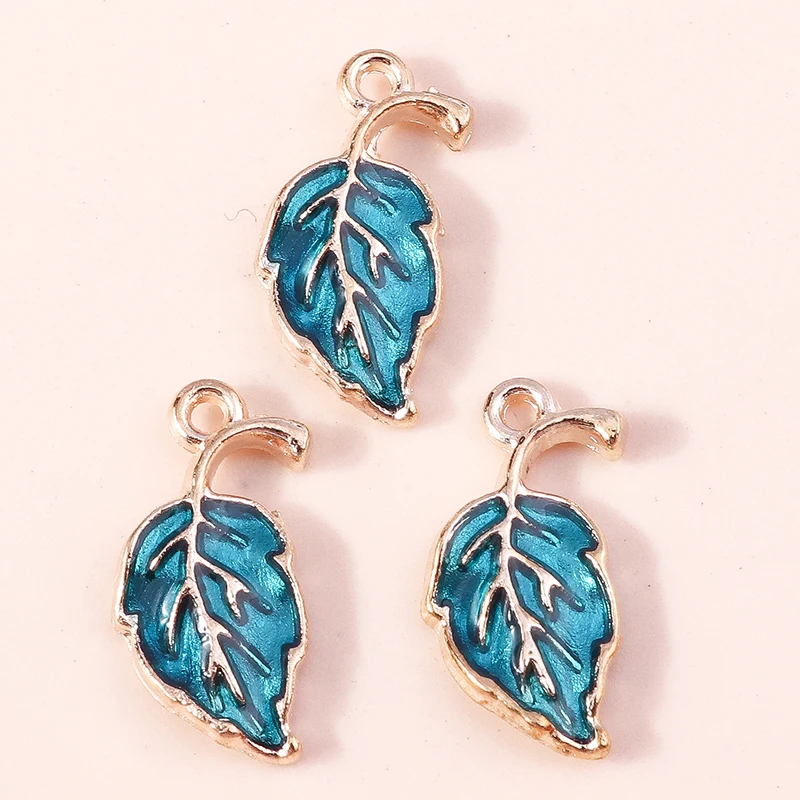 20 Stück 9 x 19 mm niedliche Emaille-Pflanzenbaum-Blatt-Charms-Anhänger für Schmuckherstellung, Halsketten, Ohrringe, Armbänder, DIY-Bastelzubehör – Detail 6