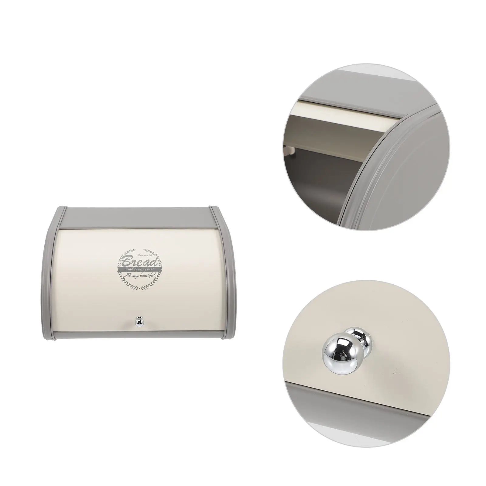 Large Capacity Metal Bread Box Farmhouse Roll Top Bread Bin Kitchen Countertop Storage Container Breadbox Metal Box with Lid