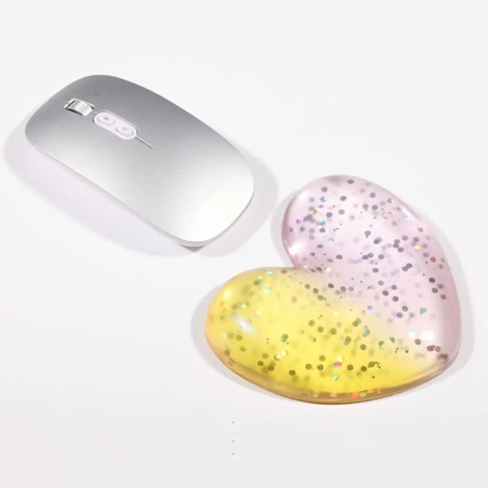 Creative Clear Mouse Wrist Rest Heart Shaped Jelly Transparent Gel Wrist Rest Pad Non-Slip Soft Silicone Mouse Pad School