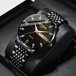 New Men's Casual Watch Non-mechanical Steel Waterproof Men's Watch Steel Band Luminous Women's High-end Luxury Man Quartz Watch