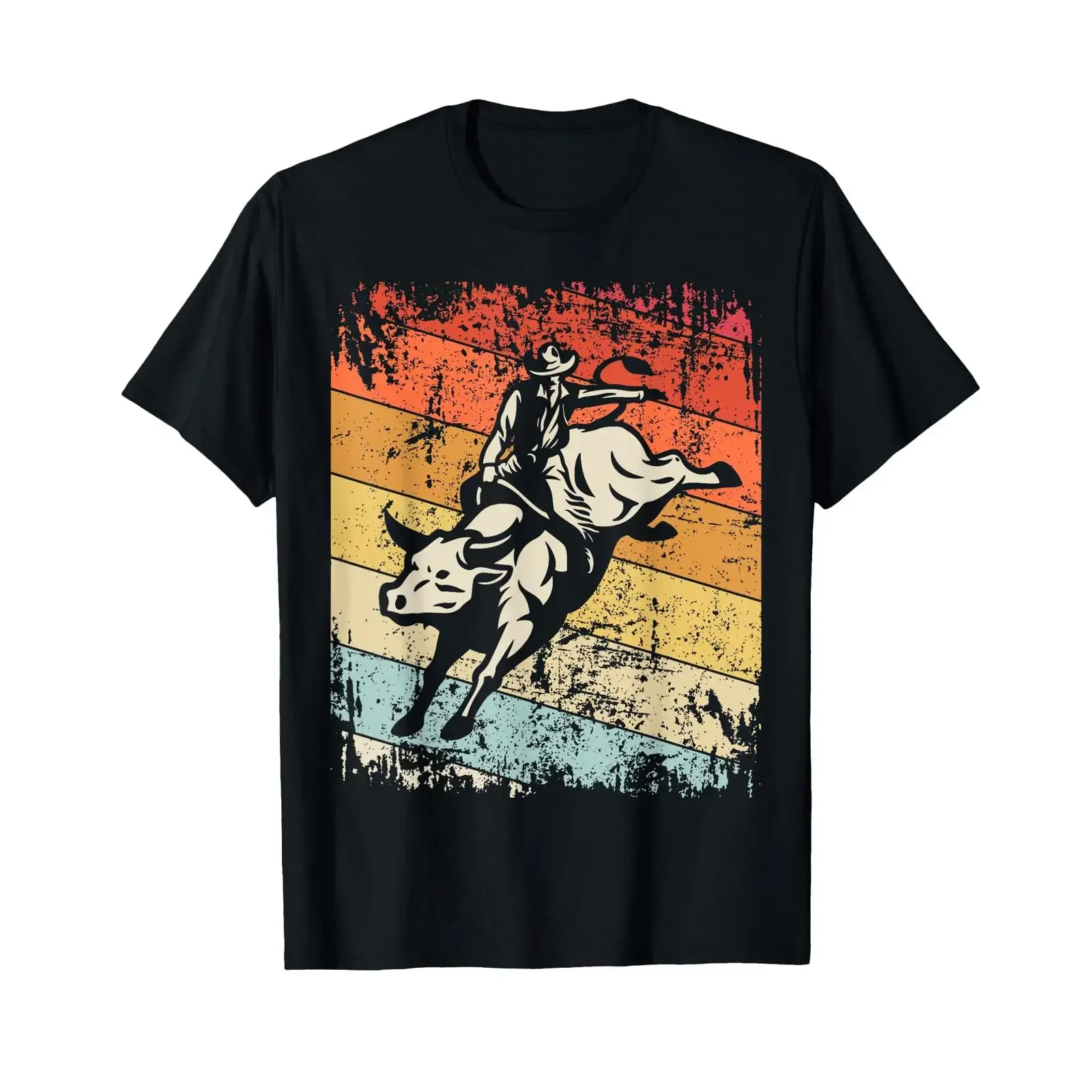 Retro Bull Riding T Shirt for Cowboy Vintage Rodeo vintage Washed Comfortable Casual designer clothes homme graphic fashion