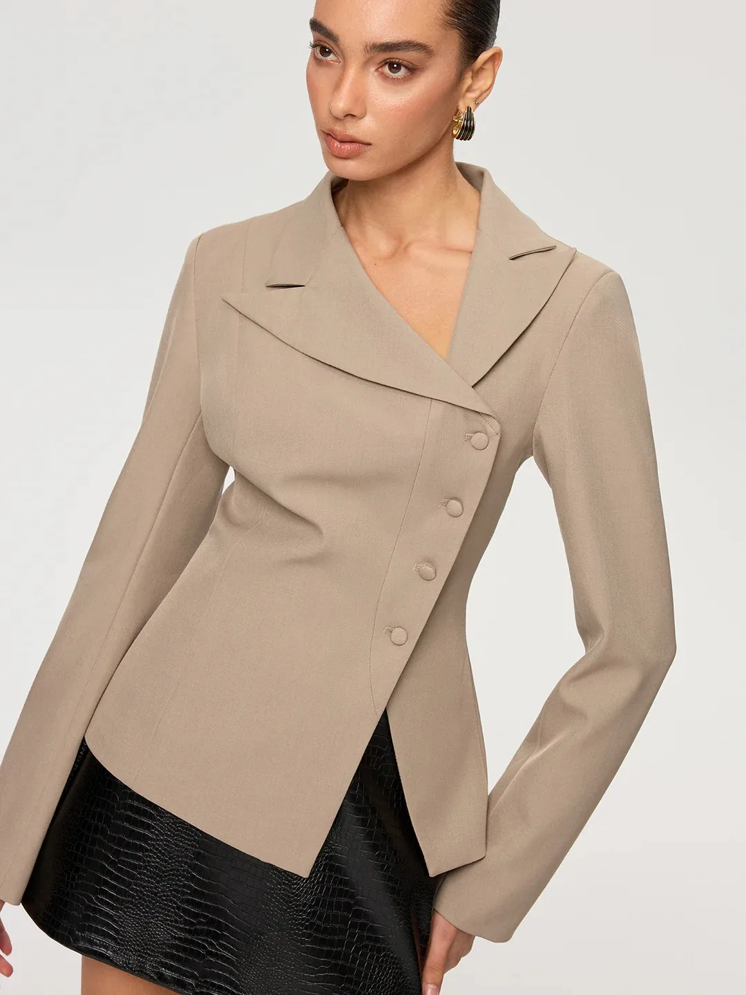 Women's Dresses Suit Gowns Elegant Peaked Lapel Jacket Coat And Skirt For Female Satin 2 Pieces Suit Customized W28